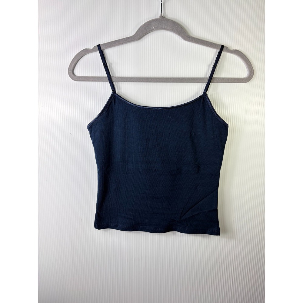 Ambiance Womens Navy Blue S  Cami Tank Top Built In Shelf Bra Adjustable Strap